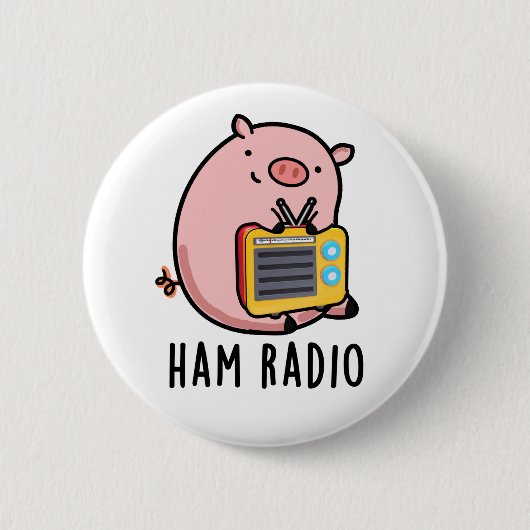 Ham Radio Funny Pig Pun Ronde Button 5,7 Cm (Voorkant)