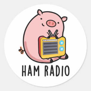 Ham Radio Funny Pig Pun Ronde Sticker