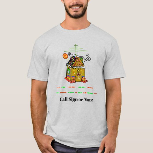 Ham Radio Gingerbread House Kerstmis T-shirt (Voorkant)