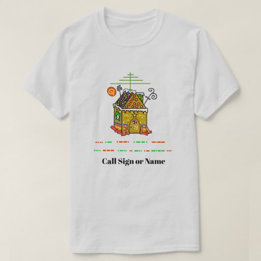 Ham Radio Gingerbread House Kerstmis T-shirt (Design voorkant)