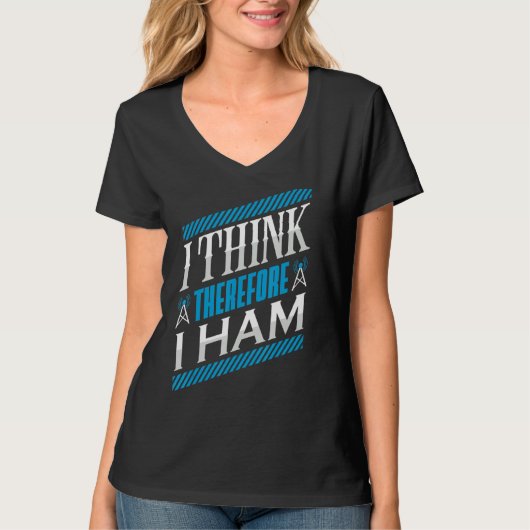 Ham Radio I denk daarom dat ik radio operator T-shirt (Voorkant)