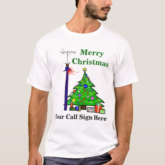 Ham Radio Kerstboom T-shirt (Voorkant)