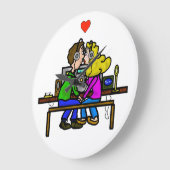 Ham Radio Kissing Couple Wall Clock Grote Klok (Hoek)