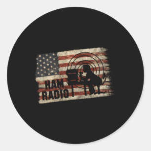 Ham Radio met versleten vlag amateur ham operator Ronde Sticker