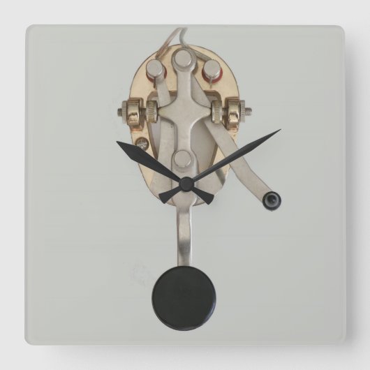Ham Radio Morse Code Keyer Wall Clock Vierkante Klok (Voorkant)