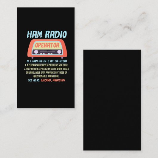Ham Radio Operator Definition Amateur Radio Hobby Visitekaartje (Voorkant / Achterkant)