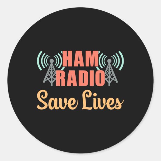 HAM Radio Operator Frequentie Antenne Amateur Gift Ronde Sticker (Voorkant)