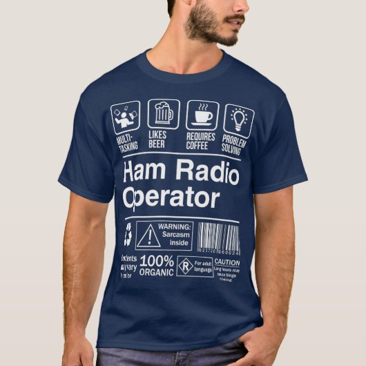 Ham Radio Operator Product Label Funny Gift T-shirt (Voorkant)