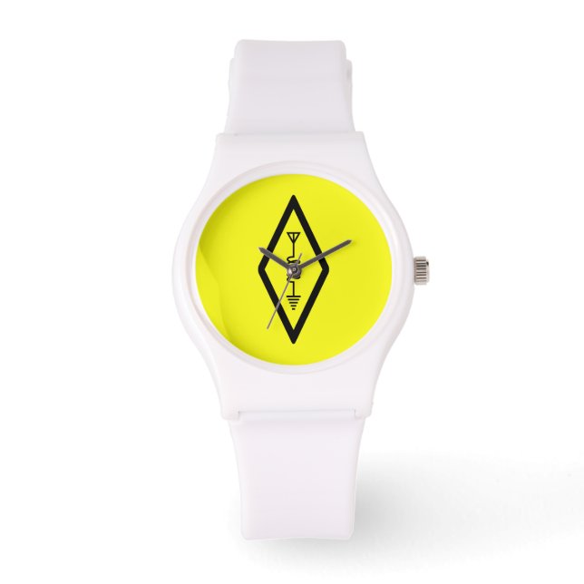 HAM Radio Operator Symbool Internationaal Geel Horloge (Voorkant)