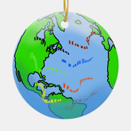 Ham Radio over de wereld kerstversiering Keramisch Ornament (Voorkant)