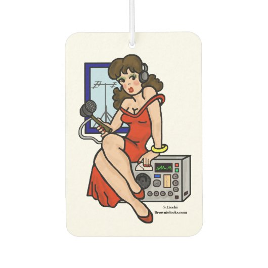 Ham Radio Pin-up Meisje Luchtverfrisser met Roepna (Voorkant)