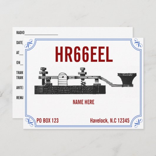 Ham Radio QSL Kaart Amateur Operators Contacten (Voorkant / Achterkant)