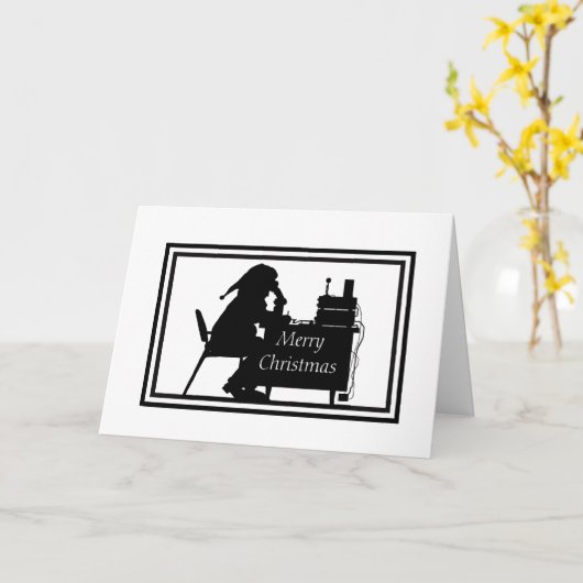 Ham Radio Santa Operator Silhouette kerstkaart Kaart (Gele Bloem)