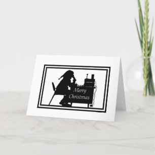 Ham Radio Santa Operator Silhouette kerstkaart Kaart