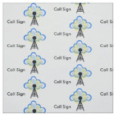 Ham Radio Transmitter, Cloud & Call Sign Fabric Stof (Swatch)