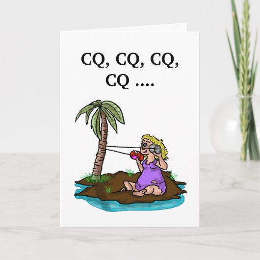 Ham Radio Verjaardag Kaart Vrouw Remote Island (Voorkant)