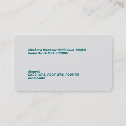 Ham Radio Visitekaartje (Achterkant)
