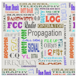 Ham Radio Word Collage Fabric Stof