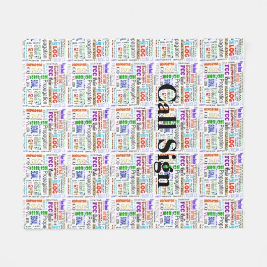 Ham Radio Word Collage Fleece Blanket past het aan (Voorkant (Horizontaal))