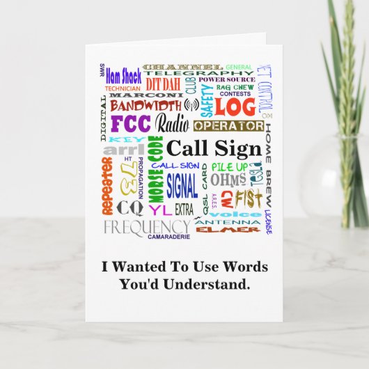 Ham Radio Word Collage Kaart Pas het aan! (Voorkant)