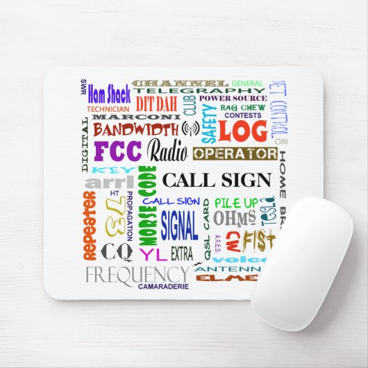 Ham Radio Word Collage Mousepad past het aan! Muismat (Met muis)