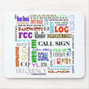Ham Radio Word Collage Mousepad past het aan! Muismat