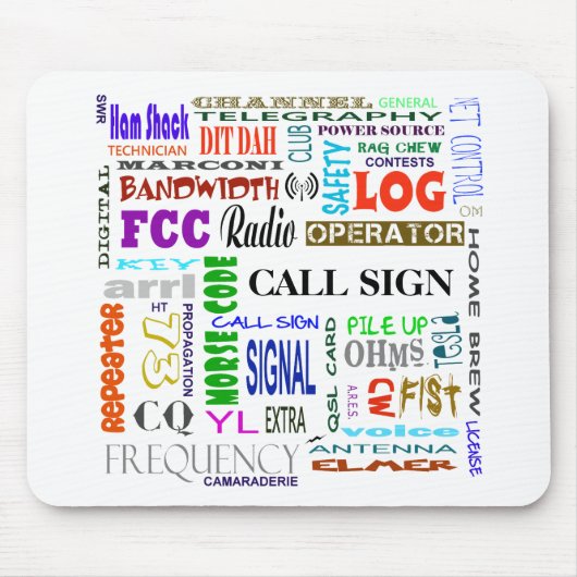Ham Radio Word Collage Mousepad past het aan! Muismat (Voorkant)