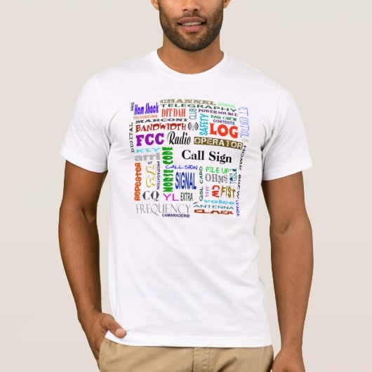 Ham Radio Word Collage T-Shirt past het aan! (Voorkant)