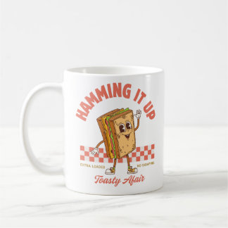 Ham Sandwich Cartoon Retro Diner Ontwerp Koffiemok