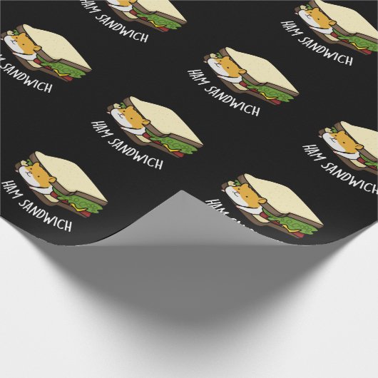 Ham Sandwich Funny Hamster Pun Dark BG Cadeaupapier (Hoek)