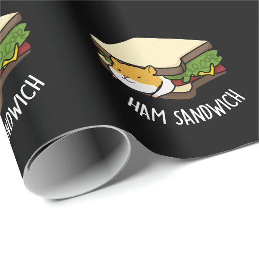 Ham Sandwich Funny Hamster Pun Dark BG Cadeaupapier (Rol Hoek)