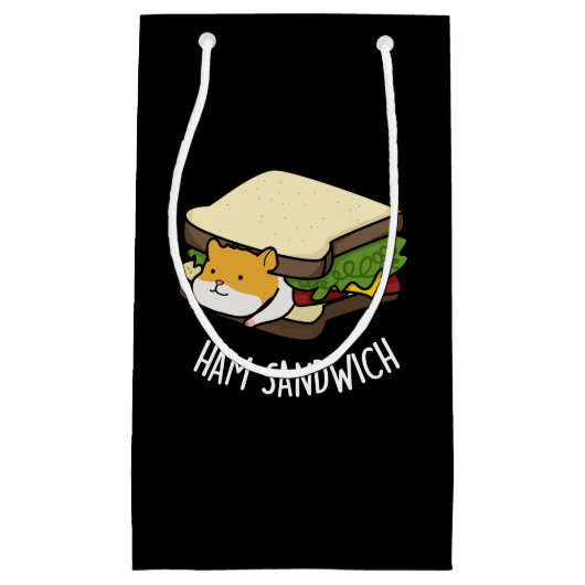 Ham Sandwich Funny Hamster Pun Dark BG Klein Cadeauzakje (Voorkant)