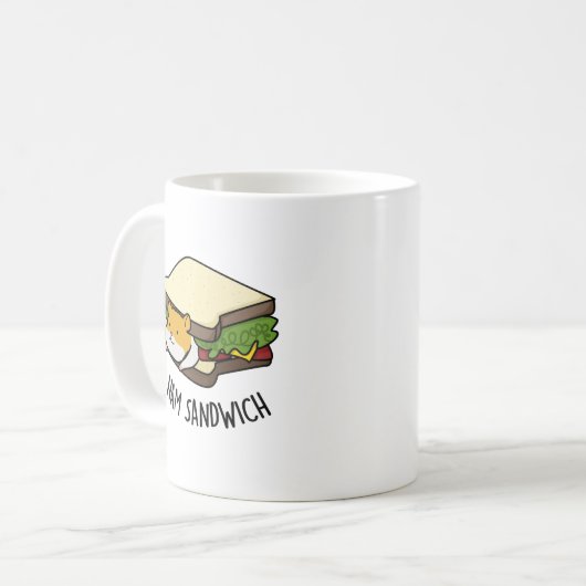 Ham Sandwich Funny Hamster Pun Koffiemok (Voorkant links)