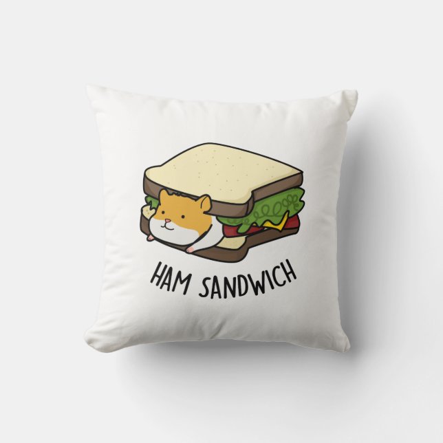 Ham Sandwich Funny Hamster Pun Kussen (Voorkant)