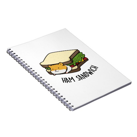Ham Sandwich Funny Hamster Pun Notitieboek (Rechterzijde)