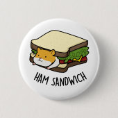 Ham Sandwich Funny Hamster Pun Ronde Button 5,7 Cm (Voorkant)