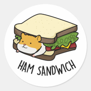 Ham Sandwich Funny Hamster Pun Ronde Sticker