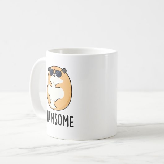 Ham-some Funny Handsome Hamster Pun Koffiemok (Voorkant links)