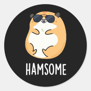 Ham-some Funny Handsome Hamster Pun Ronde Sticker