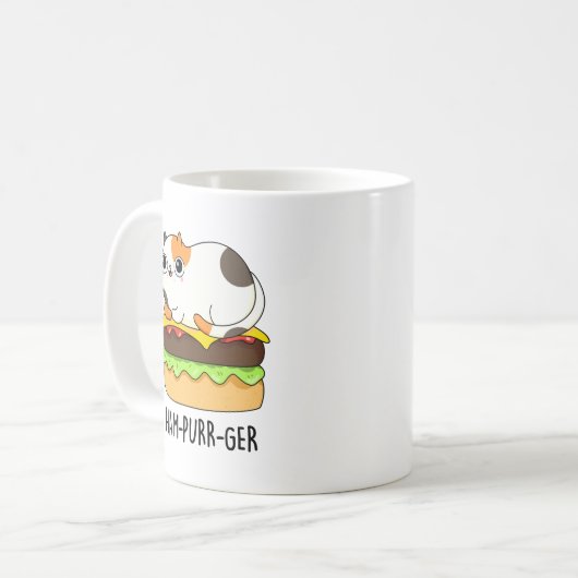 Ham-Spint-Ger Funny Cat Hamburger Pun Koffiemok (Voorkant links)