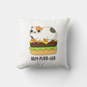 Ham-Spint-Ger Funny Cat Hamburger Pun Kussen