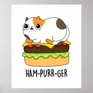 Ham-Spint-Ger Funny Cat Hamburger Pun Poster