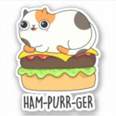 Ham-Spint-Ger Funny Cat Hamburger Pun Sticker (Voorkant)