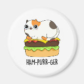 Ham-Spint-Ger Funny Kitty Cat Hamburger Pun Magneet (Voorkant)