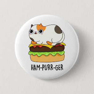 Ham-Spint-Ger Funny Kitty Cat Hamburger Pun Ronde Button 5,7 Cm