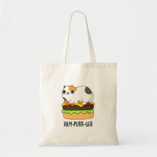 Ham-Spint-Ger Funny Kitty Cat Hamburger Pun Tote Bag