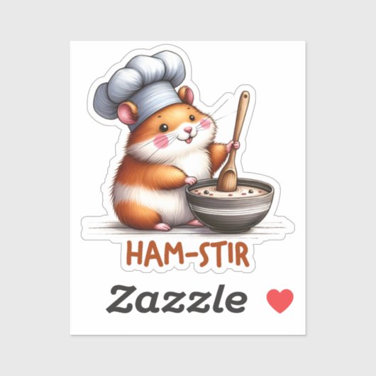 Ham-stir Funny Kawaii Hamster Pun Sticker (Vel)