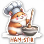 Ham-stir Funny Kawaii Hamster Pun Sticker (Voorkant)