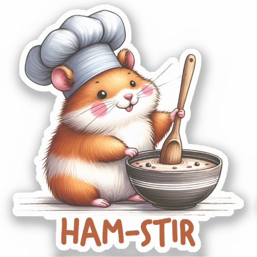 Ham-stir Funny Kawaii Hamster Pun Sticker (Voorkant)