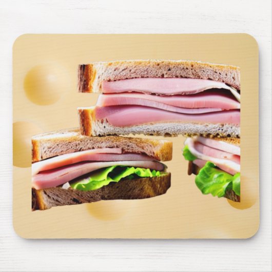 Ham & Swiss On Rye Sandwiches Mousepad Muismat (Voorkant)